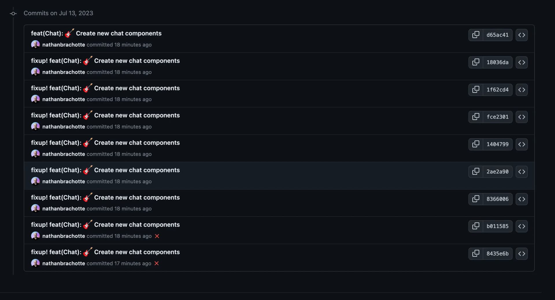 Commits during interactive rebasing